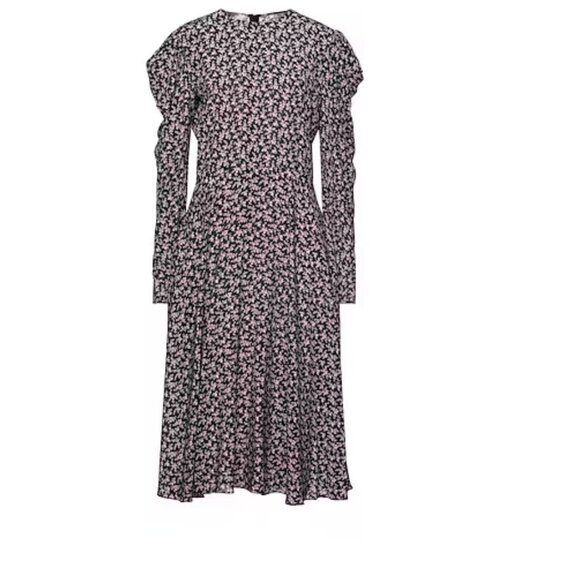 Philosophy Di Lorenzo Serafini Printed Midi Floral Pink Silk Dress SZ 0 - Picture 4 of 12
